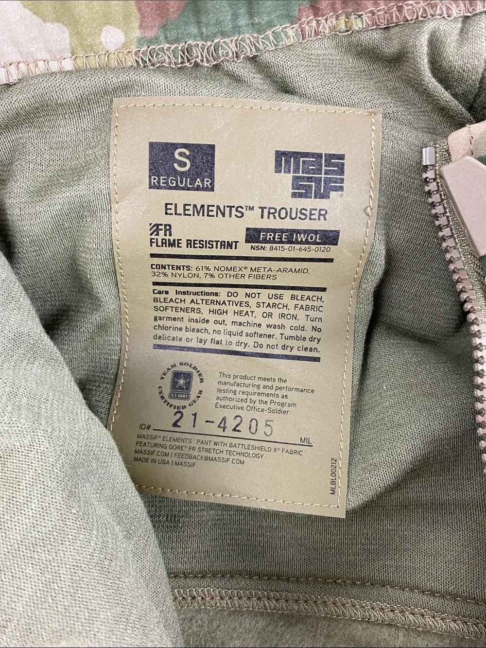 MASSIF Elements Trouser FR Flame Resistant Free IWOL Military Pants | Size: S